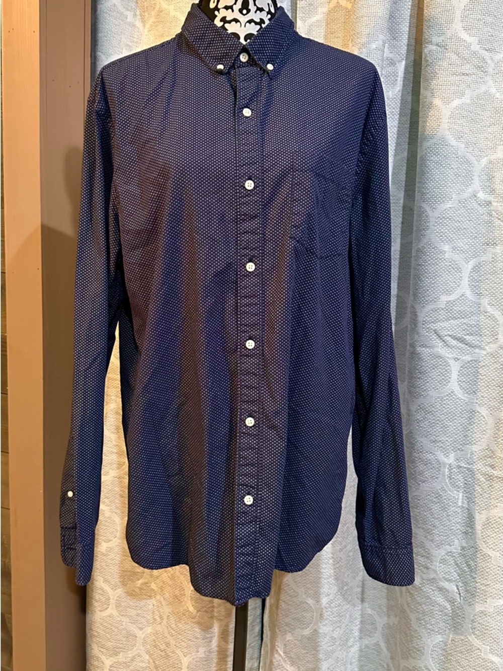 Hawker Rye Men's Navy Dot Button-Down Shirt size XL tall